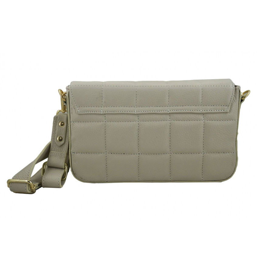 Modna torebka pikowana skórzana - Beżowa jasna 